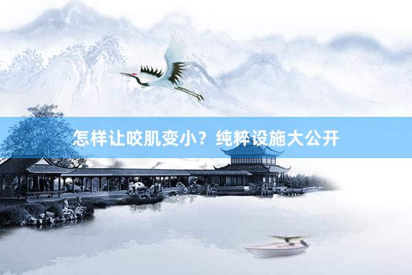 怎样让咬肌变小?纯粹设施大公开